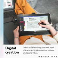 Tablette graphique Wacom One HD DTH134 avec écran tactile 13,3 pouces pour interface graphique ; compatible Mac/PC/Chromebook
