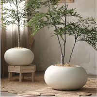 Pot de fleurs en ciment de magnésium plat et créatif, dispositif pour fleurs, plante verte, style nordique simple, japonais, plantes d'extérieur, respirant