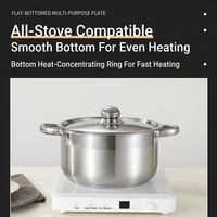 Batterie de cuisine 10 pièces en acier inoxydable à fond double induction, haute qualité, comprenant une marmite à soupe et une casserole à lait, pour la cuisine domestique - Vente chaude