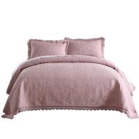 Parure de lit trois pièces en pur coton matelassée et brodée, style coréen, avec couvre-lit et jupe de lit