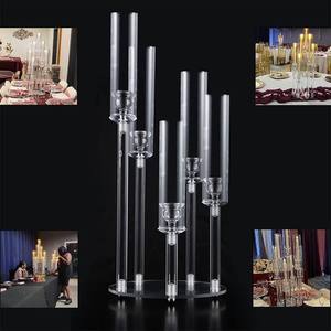 Candelabro Acrílico de 5 Brazos con Tubo de PC, Centros de Mesa Decorativos para Bodas - Product Image 4