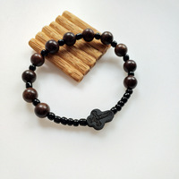 Hot Vintage Perle En Bois Chapelet Bracelet En Bois Croix Pendentif Péruvien Noeud Voiture Suspendu Chapelet Bracelet