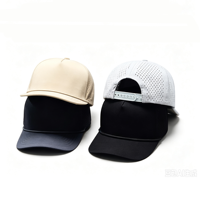 Casquette de golf respirante et imperméable en maille perforée au laser, modèle vierge 5 panneaux, casquette de sport tendance à fermeture snapback