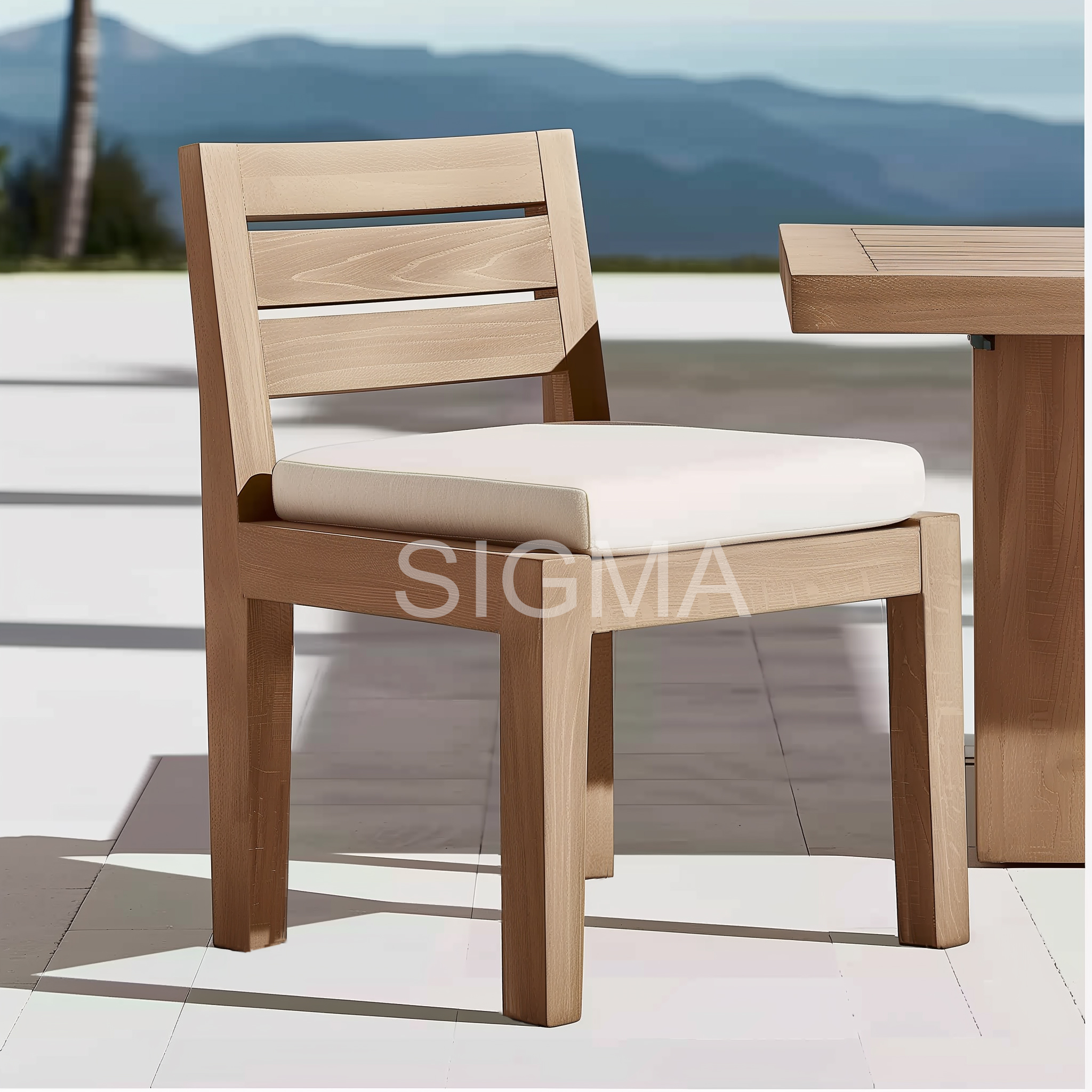 Hot Sale Patio Solid Teak Wooden Furniture Outdoor Dinning Room Table And Arm Chair Set