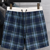 Shorts décontractés sur mesure pour hommes grandes tailles, kaki à carreaux, en toile de designer, taille mi-haute, résistants à l'eau, pour le sport et le jogging, avec cordon de serrage