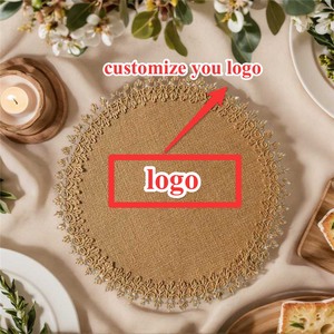 Wholesale Jute Natural Braided <strong>Placemats</strong> Custom <strong>Placemats</strong> Round Jute <strong>Placemat</strong> With Lace <strong>for</strong> <strong>Table</strong> Decoration - Product Image 3