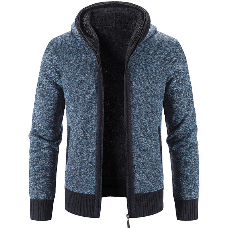 Custom Wholesale Men Plain Blank Cardigan Sweater With Hood
