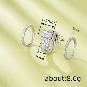 Set di Tre Anelli Geometrici con Zirconi per Donne, Elegante Gioiello per Matrimonio e Fidanzamento - Product Image 5