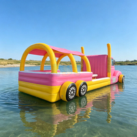 Plateforme flottante commerciale gonflable en PVC en forme de camion rose pour adultes – Idéale pour les jeux d'été et les loisirs aquatiques