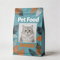 Sachet personnalisé en plastique anti-humidité pour aliments pour animaux de compagnie, avec fermeture éclair, fond plat, emballage carton pour nourriture pour chats/chiens
