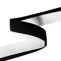 Vente en gros Élastique large et plat en polyester noir et blanc pour la couture Accessoires de vêtement Bande élastique tricotée en caoutchouc hautement extensible