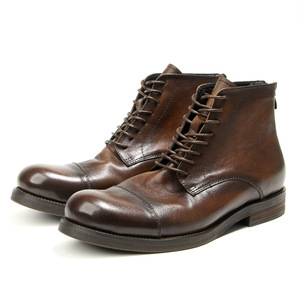 Bottes Martin pour homme en cuir véritable, bout rond, lavées à la main, effet vieilli, modèle 8826-1 marron - Product Image 4