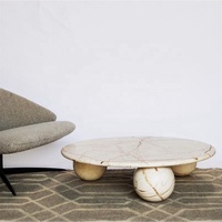 Ensemble de tables basses Sofitel Gold en marbre avec bases sphériques et surface polie