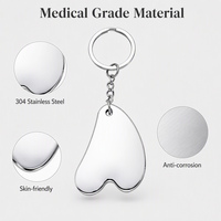 Outil de massage Gua Sha en métal poli miroir, durable, portable, taille voyage, mini, en forme de cœur, avec logo personnalisé, porte-clés