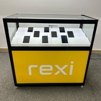 Comptoir d'exposition pliable pour produits électroniques à prix abordable, vitrine en verre pour téléphones portables, présentoir pour téléphones mobiles
