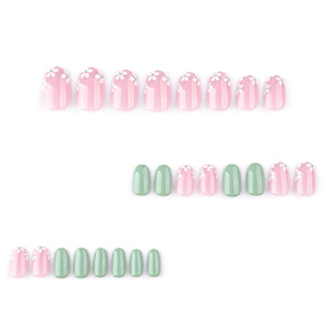 Venta al por mayor 24 unids/set almendra verde <span class=keywords><strong>rosa</strong></span> flor prensa <span class=keywords><strong>palo</strong></span> en <span class=keywords><strong>uñas</strong></span> vendedor puntas falsas <span class=keywords><strong>uñas</strong></span> Prensa en <span class=keywords><strong>uñas</strong></span> - Product Image 2