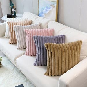 Fausse fourrure jeter taie d'oreiller couvre flou moelleux rayé doux confortable Shaggy <span class=keywords><strong>housse</strong></span> <span class=keywords><strong>de</strong></span> coussin pour canapé canapé chambre décor à la maison luxe - Product Image 5