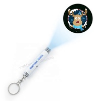 Porte-clés projecteur LED lampe torche, vente chaude, logo personnalisé, métal classique avec design animal rectangulaire pour promotion et publicité