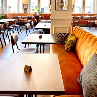 Canapé en tissu orange en forme de U UPTOP, design moderne et personnalisé pour restaurant, ensemble de salle à manger, banquette simple