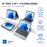 Ordinateur portable Book P10 10 pouces Yoga 2 en 1 tactile 1920x1200 Intel Core I3-1215U DDR4 32 Go M.2 2 To Déverrouillage facial Windows 11