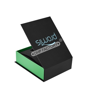 Black and Green High-end Customizable Rigid Cardboard Box with Magnetic Lid and Logo Print with Mirror - Product Image 3