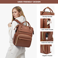 Nouveauté : Sac à dos vintage portable pour femmes, idéal pour l'école et le travail, sac à dos de luxe en cuir PU pour femmes, avec port USB