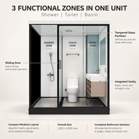 Module de salle de bain préfabriqué intégré YEETE - Salle de douche tout-en-un avec options de toilettes et de lavabo pour projets hôteliers et d'appartements