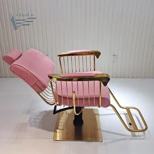 Parrucchiere oro rosa reclinabile idraulico regolabile ascensore attrezzature per saloni di bellezza sedia da barbiere sedia per lo styling per il salone