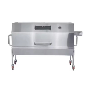 Stainless Steel <strong>BBQ</strong> <strong>Gas</strong> <strong>and</strong> <strong>Charcoal</strong> Grill for Roasting Pig Camping Portable <strong>Gas</strong> <strong>BBQ</strong> Grill With a Lid <strong>and</strong> a Thermometer - Product Image 1