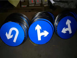 Panneau de signalisation routière en aluminium réfléchissant, flèche bleue ronde obligatoire, direction droite - Product Image 5