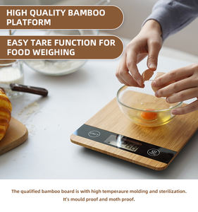 Welland 대나무 주방 규모 5KG 디지털 식품 용기 자연 무게 규모 - Product Image 4