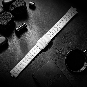 Correa de repuesto para reloj MEHO de acero inoxidable, hebilla blanca, duradera para reloj - Product Image 1