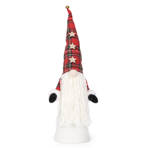 Red Check Hat <b>Wooden</b> <b>Star</b> Bell Tomte Gnome Plush Toy Ornament on Noel Holiday Table New Design - Product Image 1