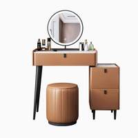 Coiffeuse moderne en bois avec miroir et tiroirs de rangement, design de table de maquillage pour chambre à coucher et mobilier de maison contemporain