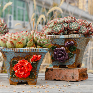 <span class=keywords><strong>Vaso</strong></span> di fiori dipinto a mano con <span class=keywords><strong>vaso</strong></span> di Rose succulente a grana grossa decorazione da <span class=keywords><strong>giardino</strong></span> - Product Image 3