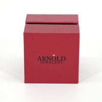 Caja de Joyería Roja Personalizada con Tapa y Base, Embalaje con Inserto y Logotipo Negro, Caja de Regalo para Joyería Premium, Venta al Por Mayor