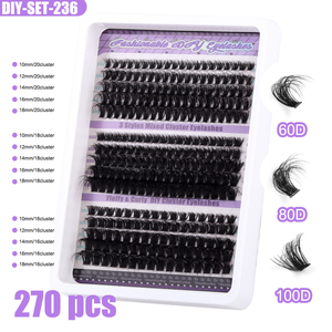 Wholesale Individual Segment 10mm to 20mm Eyelashes Extension Private Label <strong>Volume</strong> Fluffy D <strong>Curl</strong> Diy Cluster Lashes Kit - Product Image 2