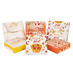 Caja de Pizza desechable con logotipo personalizado impreso, caja de embalaje para Pizza de 8, 10, 12 y 16 pulgadas, venta al por mayor