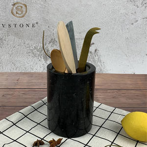 Porte-ustensiles en granit noir, pierre naturelle, pour la cuisine, 1 pièce - Product Image 2