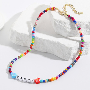 Collier ras du cou perlé bohème coloré Collier papillon champignon fleur espoir heureux à <span class=keywords><strong>ma</strong></span> fille - Product Image 5