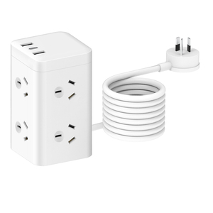 SAA phê duyệt AU cắm 6 cách mở rộng ổ cắm USB 2A + C điện tăng bảo vệ thông minh cube Power Strip với 1.65m Cáp trắng - Product Image 1