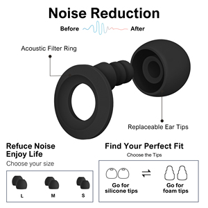 Tapones de silicona personalizados de 4 tamaños con espuma viscoelástica, filtros insonorizantes y silenciosos para dormir, reducción de ruido - Product Image 4