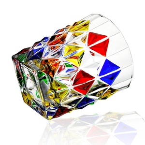 Gobelet en verre à whisky à l'ancienne de 290ml avec gravure colorée de style coréen peinte à la main - Product Image 5