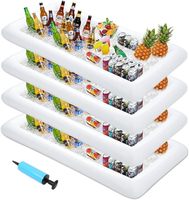Bar à glace gonflable 53"x25" avec plateau de service, refroidisseur de boissons pour piscine et buffet, bac à glace, conteneurs pour aliments et boissons, été