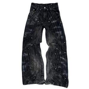 SENSE <span class=keywords><strong>Pantaloni</strong></span> <span class=keywords><strong>Cargo</strong></span> da <span class=keywords><strong>Uomo</strong></span> Personalizzati Y2K Oversize con Design a Onde e <span class=keywords><strong>Jeans</strong></span> Baggy in Denim da <span class=keywords><strong>Uomo</strong></span> - Product Image 3