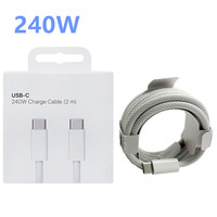 Cable Trenzado USB-C de 1m 2m 240W 60W al por Mayor con Caja de Venta al por Menor, Cable de Carga Rápida PD TIPO C de 20W para iPhone 15/16/17 18 Pro Max