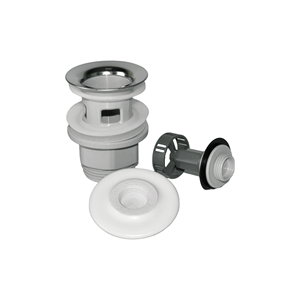 Scarico per lavabo in ceramica bianca con foro, G1 1/4, tappo a scomparsa con cestello filtro - Product Image 3