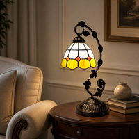   Lampe de table style vitrail rechargeable USB-C, abat-jour bronze antique Art Nouveau, pour hôtel, café, décoration intérieure