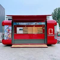 Remorque alimentaire mobile entièrement équipée : cuisine rapide, snacks, café, glaces, pizzas, hot-dogs, burgers, fritures – en fibre de verre et aluminium