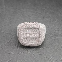 Hip Hop Fine Jewelry GRA Iced Out VVS Moissanite Emerald Cut 925 Sterling Silver Pass Diamond Tester Letter MOB Ring for Men